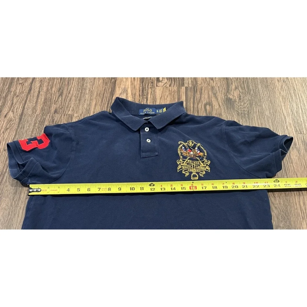 Polo Ralph Lauren Costume Slim Fit Triple Pony Polo Shirt Navy XL